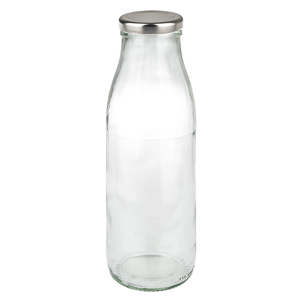 Frasco de vidro de 500 ml + tampa BasicSeal prateada UNiTWIST