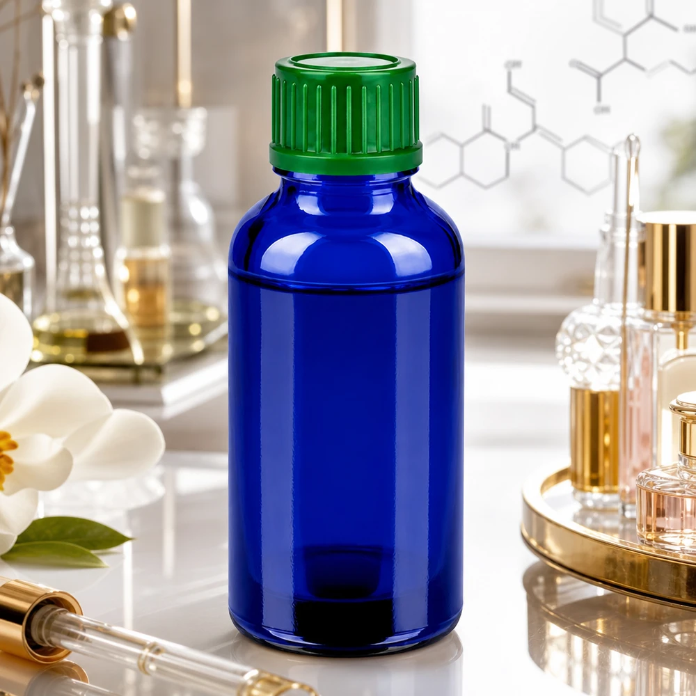 Frasco de vidro de 30 ml de alta qualidade com vidro azul Proteção UV para substâncias sensíveis à luz