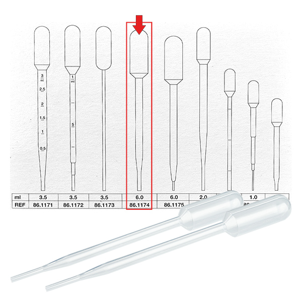 Pipeta de transferência de 6ml (152x15mm) sem graduação Pipeta de transferência de 6ml (152x15mm) sem graduação