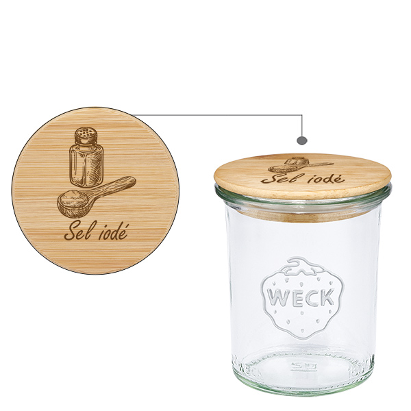 Cobertura em madeira "Sel iodé" com vergalhão WECK 160ml Cobertura em madeira "Sel iodé" com vergalhão WECK 160ml