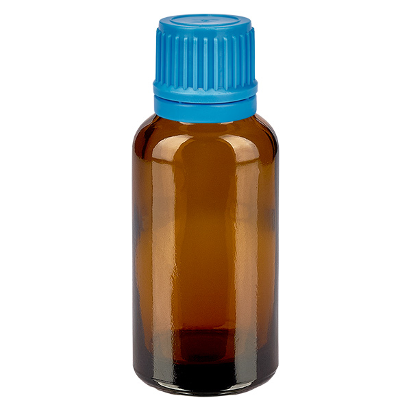 Frasco de 30 ml com tampa de rosca de 11 mm azul com fecho inviolável BrownLine UT18/30