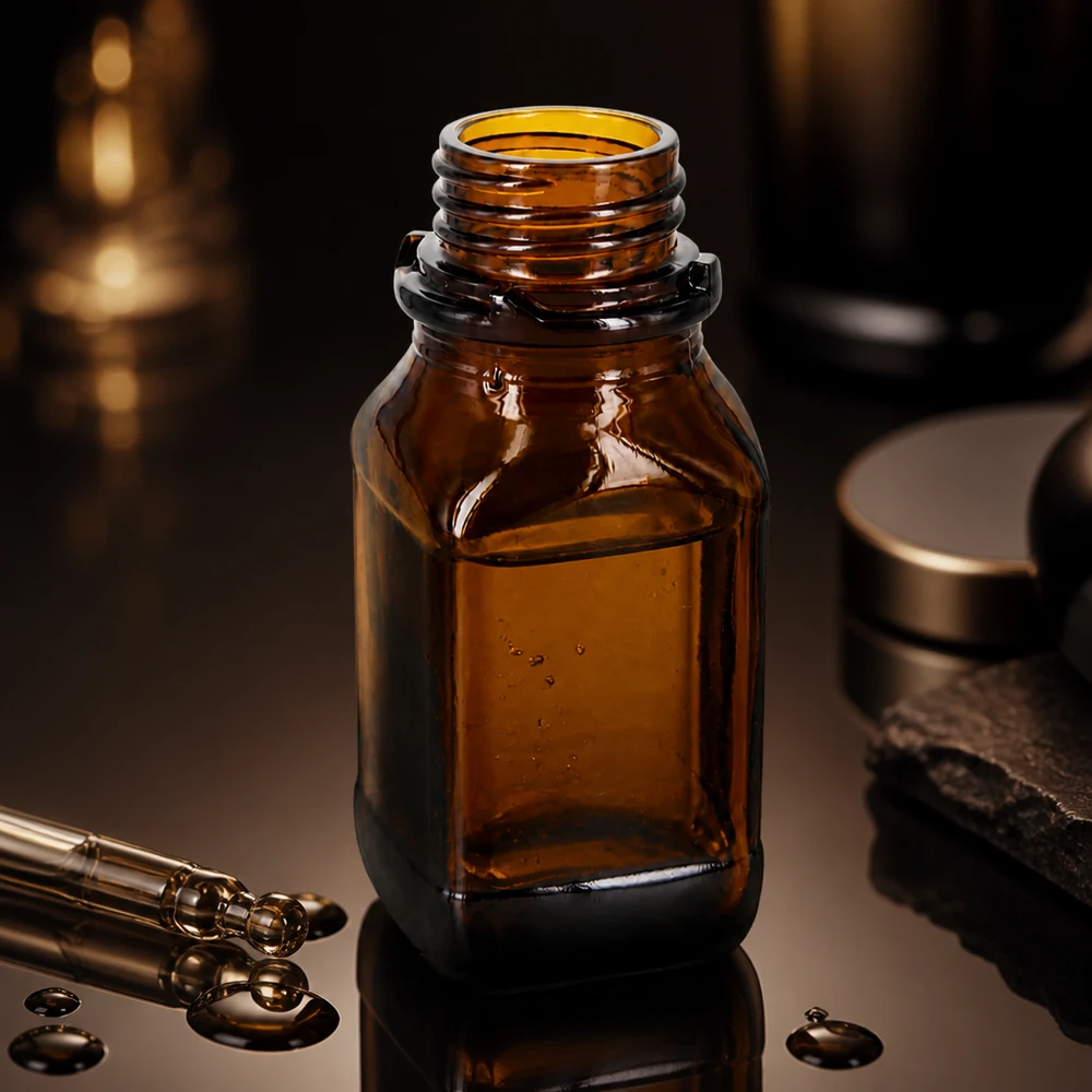 Frasco de vidro castanho de 100 ml para as suas substâncias valiosas Frasco de vidro castanho de 100 ml para as suas substâncias valiosas