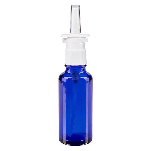 Frasco de farmácia azul 30ml atomizador nasal branco padrão