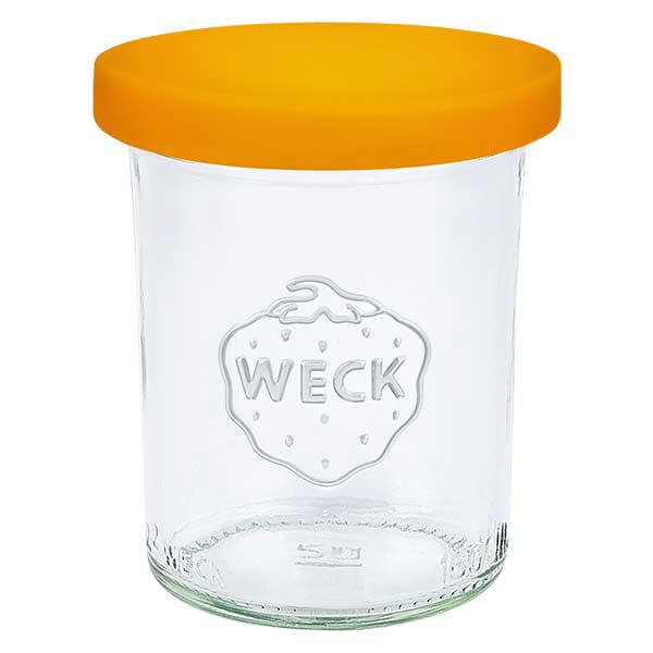 Copos de vidro de 160ml WECK RR60 com tampa de silicone laranja