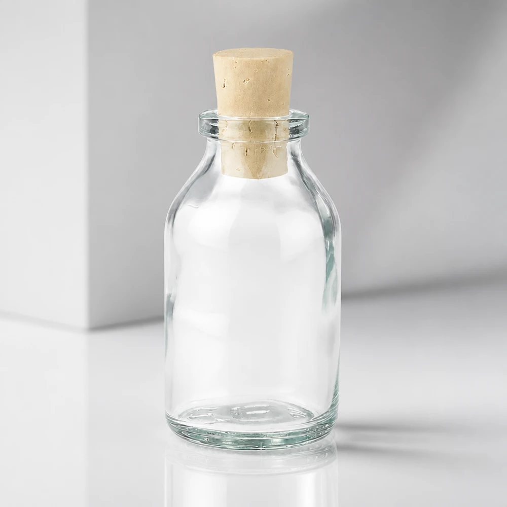 Frasco de vidro transparente 20ml com rolha 11/14mm Wiederverschließbare Glasflasche 20ml mit Naturkorken für Öle und Essenzen