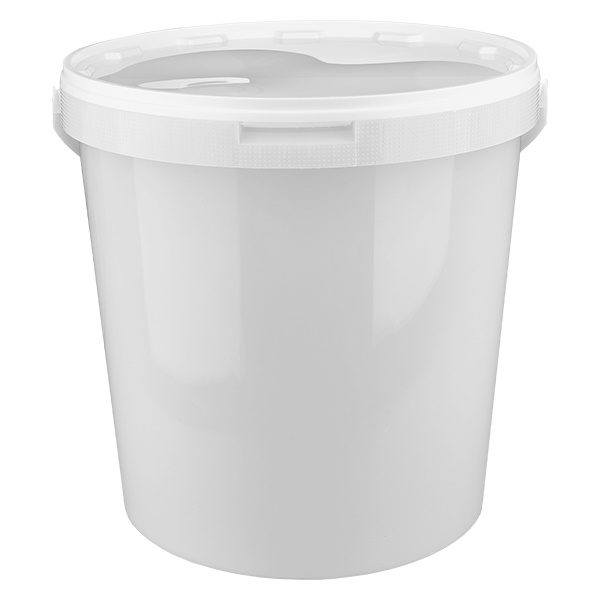 Balde 10,7L de plástico polipropileno branco com tampa
