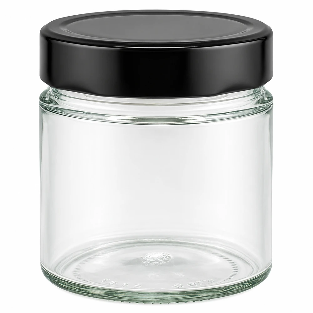 Frasco redondo de 135 ml + tampa BasicSeal preta profunda UNiTWIST