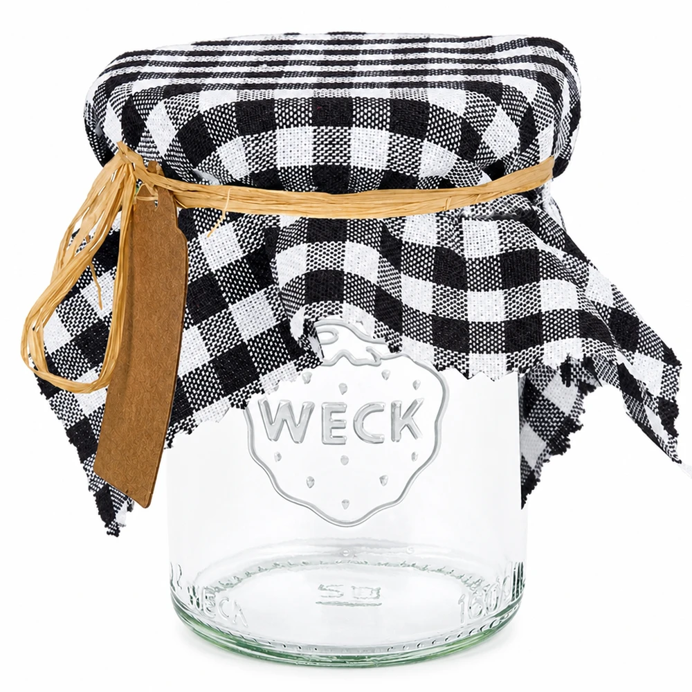 Guardanapo decorativo de tecido com padrão xadrez preto, quadrado de 15 cm Tampa de bijutaria em tecido axadrezado preto e branco para frascos com elástico e pendente Tampa quadrada de 15 cm para frascos