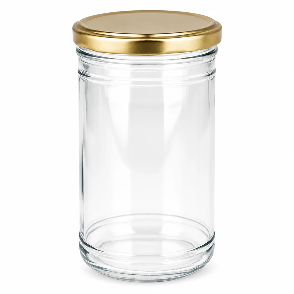 Frasco de vidro vazio de 1053 ml com tampa dourada BasicSeal para conservar e enlatar alimentos