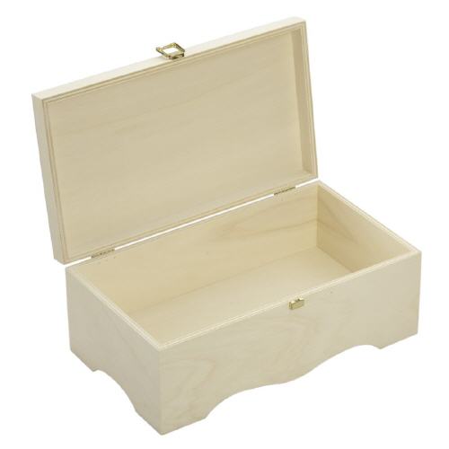 Caixa de madeira (baú) com base perfilada 35x20x13cm