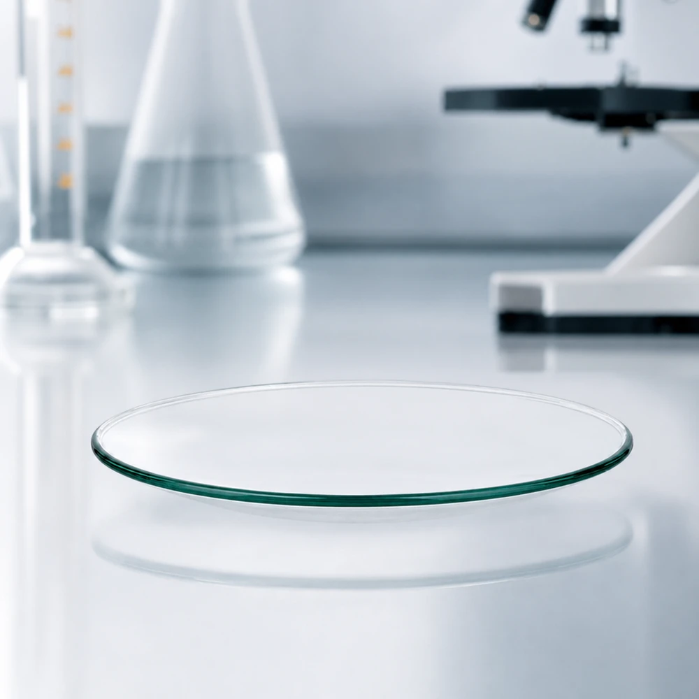 Prato vazio de vidro de relógio com 80 mm de diâmetro e superfície perfeitamente lisa para trabalhos laboratoriais de precisão