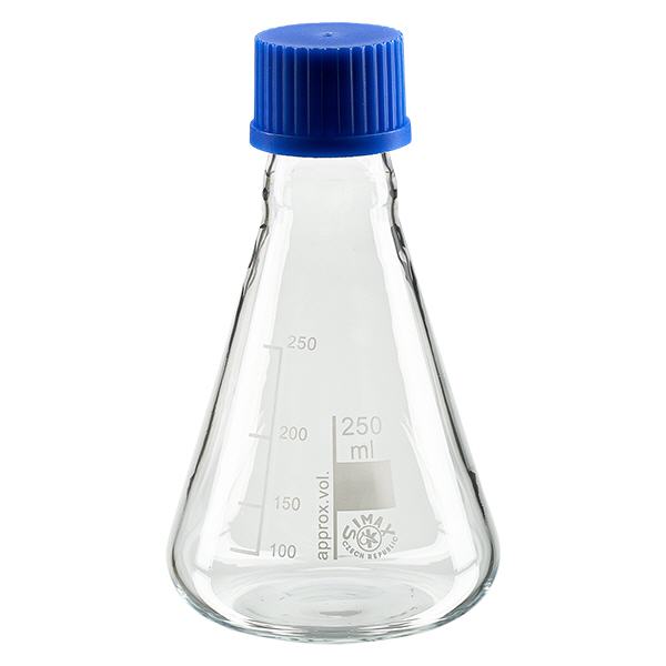 Erlenmeyer 250ml com tampa de rosca