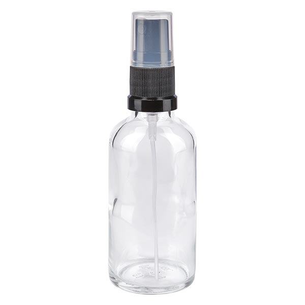 Frasco de farmácia transparente 50ml spray acessório preto