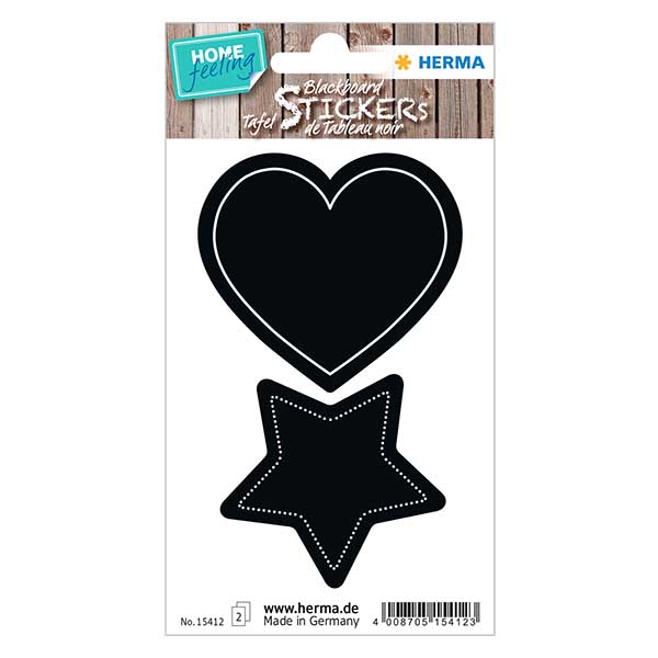 Etiquetas de quadro negro "Coração e estrela" (4 autocolantes)
