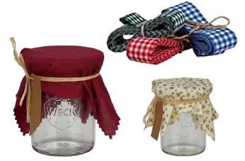 Toalhetes e tiras de tecido para decorar copos