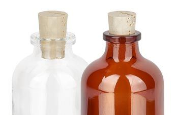 Frascos de 5 a 100 ml com gargalo de 12 mm + rolha de cortiça