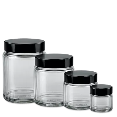 Potes de vidro transparente