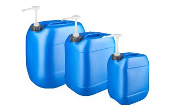 Bidão azul com bomba doseadora