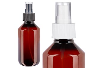 Frascos médicos em PET castanho com tampa spray